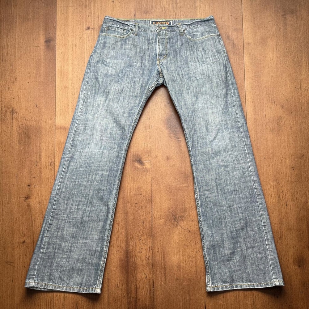 Vintage Y2K Levis 514 Slim Straight‎ Jeans Mens 36x32 Medium Wash Distressed